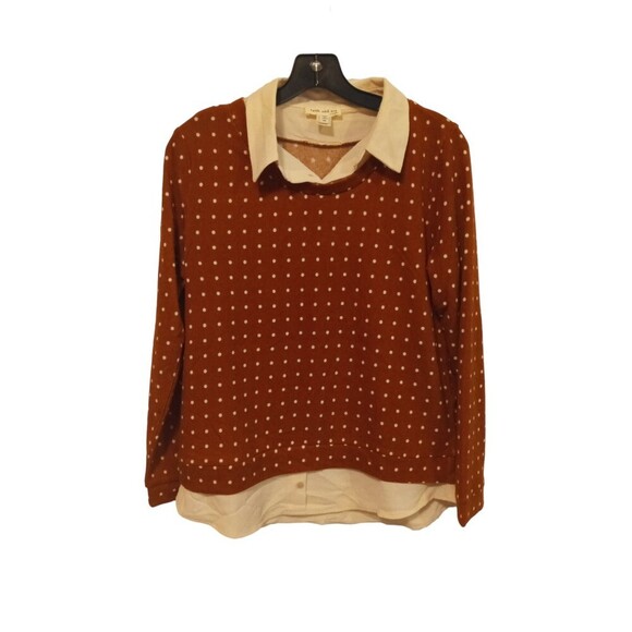 Faith and Joy brown polka dot collared sweater - Picture 1 of 6